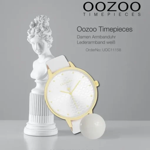 Oozoo Damen Armbanduhr Timepieces Analog Leder weiß UOC11158