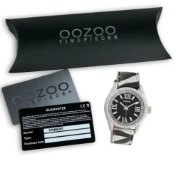 Oozoo Damen Armbanduhr Timepieces Analog Leder schwarz weiß UOC10268