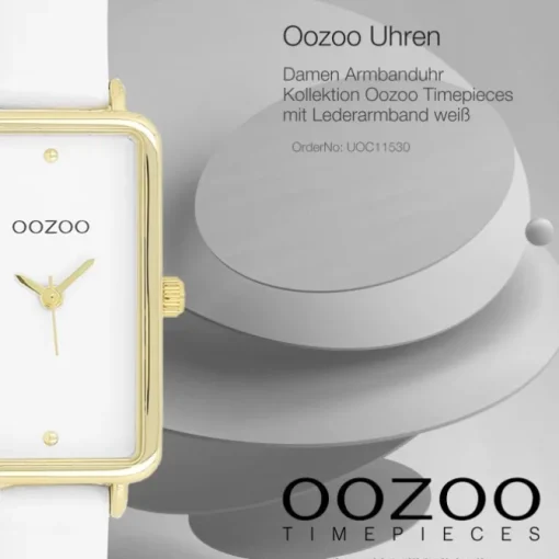 Oozoo Damen Armbanduhr Timepieces Analog Lederband weiß UOC11530