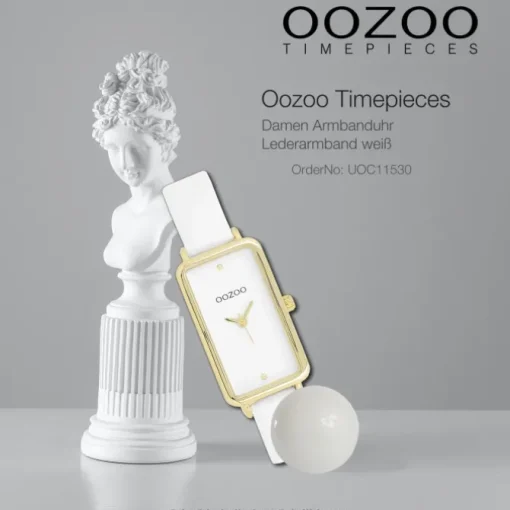Oozoo Damen Armbanduhr Timepieces Analog Lederband weiß UOC11530