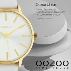 Oozoo Damen Armbanduhr Timepieces C10611 Analog Leder weiß UOC10611