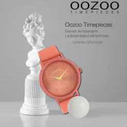 Oozoo Damen Armbanduhr Timepieces Analog Leder pfirsichrosa UOC10580