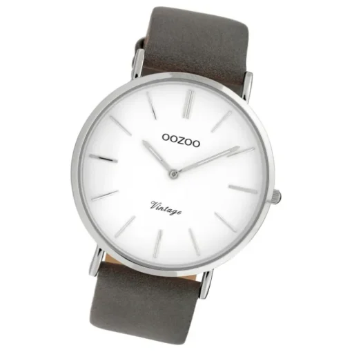 Oozoo Damen Armbanduhr Ultra Slim C20075 Analog Leder grau UOC20075
