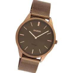 Oozoo Damen Armbanduhr Ultra Slim Quarzwerk Edelstahl braun UOC20009