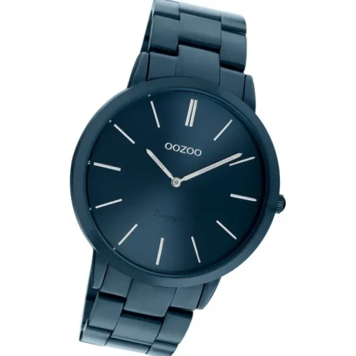 Oozoo Damen Armbanduhr Ultra Slim C20102 Analog Edelstahl dunkelblau UOC20102