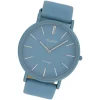 Oozoo Damen Armbanduhr Ultra Slim C9877 Quarzwerk Leder hellblau UOC9877