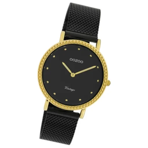 Oozoo Damen Armbanduhr Ultra Slim C20058 Analog Edelstahl schwarz UOC20058