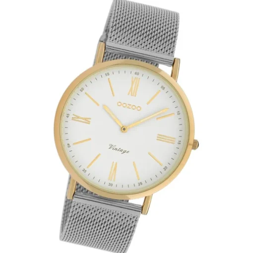 Oozoo Damen Armbanduhr Ultra Slim Analog Edelstahl silber gold UOC20066