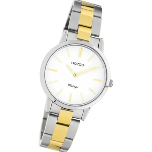 Oozoo Damen Armbanduhr Ultra Slim Edelstahl silber gold UOC20112