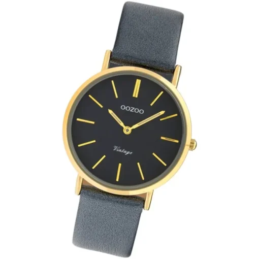 Oozoo Damen Armbanduhr Ultra Slim C9974 Quarzwerk Leder dunkelgrau UOC9974
