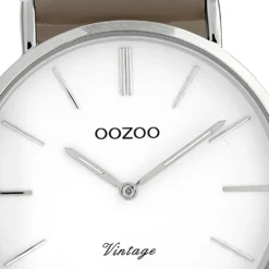 Oozoo Damen Armbanduhr Ultra Slim Leder grau, taupe UOC20076
