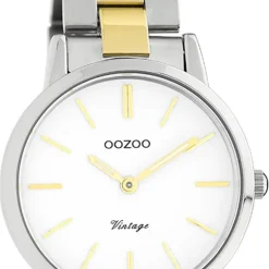 Oozoo Damen Armbanduhr Ultra Slim Edelstahl silber gold UOC20112