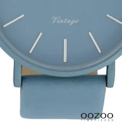 Oozoo Damen Armbanduhr Ultra Slim C9877 Quarzwerk Leder hellblau UOC9877