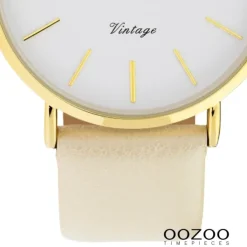 Oozoo Damen Armbanduhr Ultra Slim C9961 Quarzwerk Leder creme UOC9961