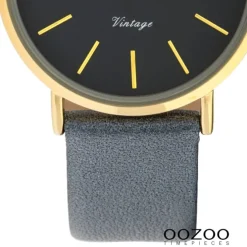Oozoo Damen Armbanduhr Ultra Slim C9974 Quarzwerk Leder dunkelgrau UOC9974