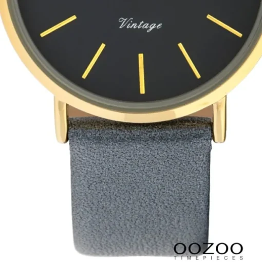 Oozoo Damen Armbanduhr Ultra Slim C9974 Quarzwerk Leder dunkelgrau UOC9974