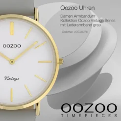 Oozoo Damen Armbanduhr Ultra Slim Leder grau UOC20078