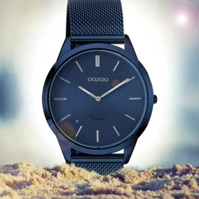 Oozoo Damen Armbanduhr Ultra Slim C20008 Quarzwerk Edelstahl blau UOC20008