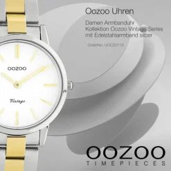 Oozoo Damen Armbanduhr Ultra Slim Edelstahl silber gold UOC20112