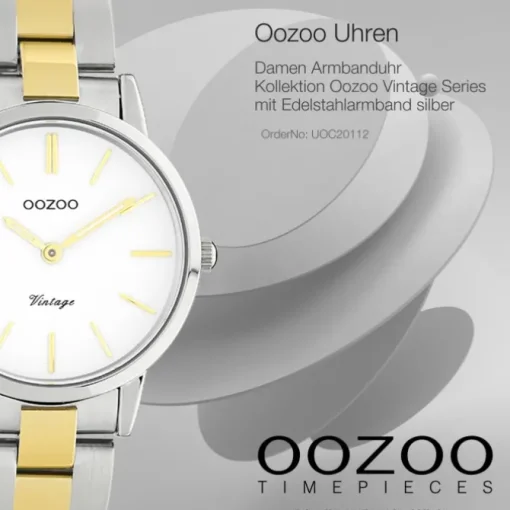 Oozoo Damen Armbanduhr Ultra Slim Edelstahl silber gold UOC20112