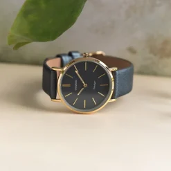 Oozoo Damen Armbanduhr Ultra Slim C9974 Quarzwerk Leder dunkelgrau UOC9974