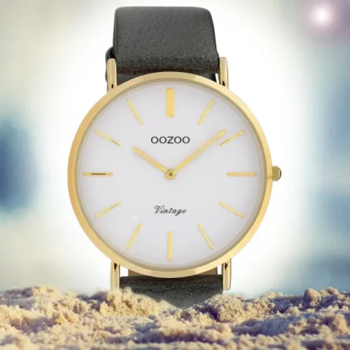 Oozoo Damen Armbanduhr Ultra Slim C20077 Analog Leder silber UOC20077