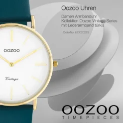 Oozoo Damen Armbanduhr Ultra Slim C20229 Analog Leder türkis UOC20229