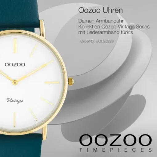 Oozoo Damen Armbanduhr Ultra Slim C20229 Analog Leder türkis UOC20229
