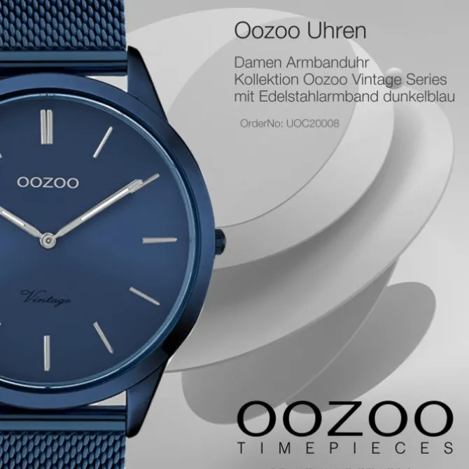 Oozoo Damen Armbanduhr Ultra Slim C20008 Quarzwerk Edelstahl blau UOC20008
