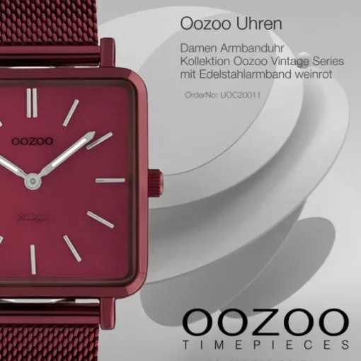 Oozoo Damen Armbanduhr Ultra Slim C20011 Quarz Edelstahl weinrot UOC20011