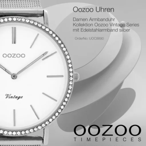 Oozoo Damen Armbanduhr Ultra Slim C8890 Quarz Edelstahl silber UOC8890