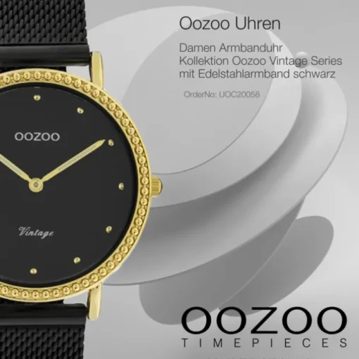 Oozoo Damen Armbanduhr Ultra Slim C20058 Analog Edelstahl schwarz UOC20058