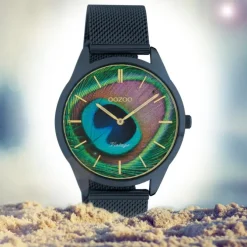 Oozoo Damen Armbanduhr Ultra Slim C10252 Analog Edelstahl blau UOC10252