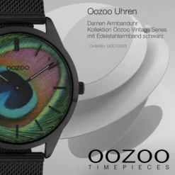 Oozoo Damen Armbanduhr Ultra Slim C10253 Analog Edelstahl schwarz UOC10253