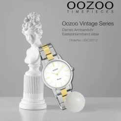 Oozoo Damen Armbanduhr Ultra Slim Edelstahl silber gold UOC20112
