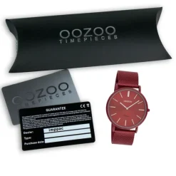 Oozoo Damen Armbanduhr Ultra Slim Quarzwerk Edelstahl burgund UOC20001