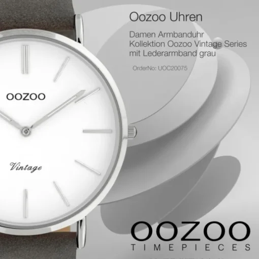 Oozoo Damen Armbanduhr Ultra Slim C20075 Analog Leder grau UOC20075
