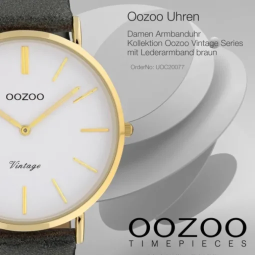 Oozoo Damen Armbanduhr Ultra Slim C20077 Analog Leder silber UOC20077