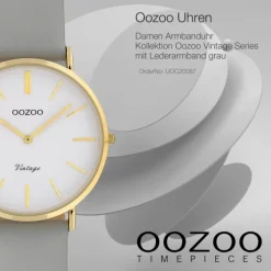 Oozoo Damen Armbanduhr Ultra Slim C20087 Analog Leder grau UOC20087