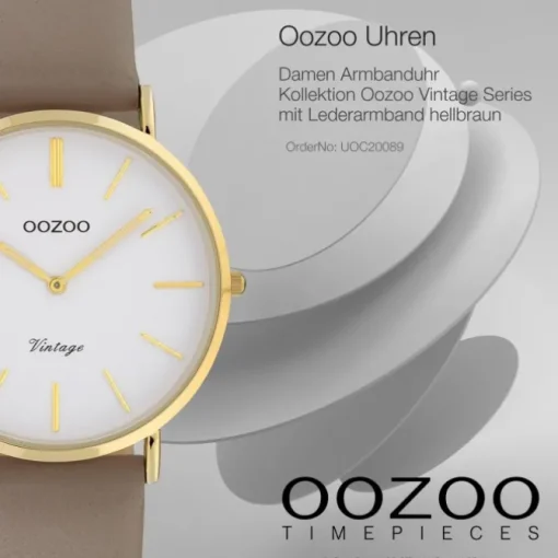 Oozoo Damen Armbanduhr Ultra Slim C20089 Analog Leder hellbraun UOC20089