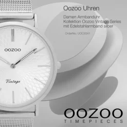 Oozoo Damen Armbanduhr Ultra Slim C9341 Analog Edelstahl silber UOC9341