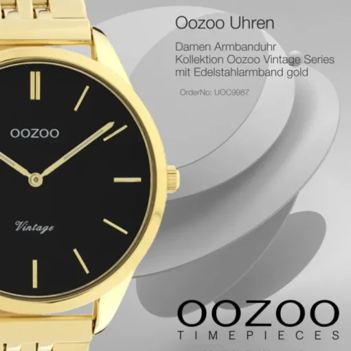 Oozoo Damen Armbanduhr Ultra Slim C9987 Analog Edelstahl gold UOC9987