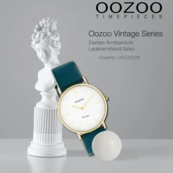 Oozoo Damen Armbanduhr Ultra Slim C20229 Analog Leder türkis UOC20229