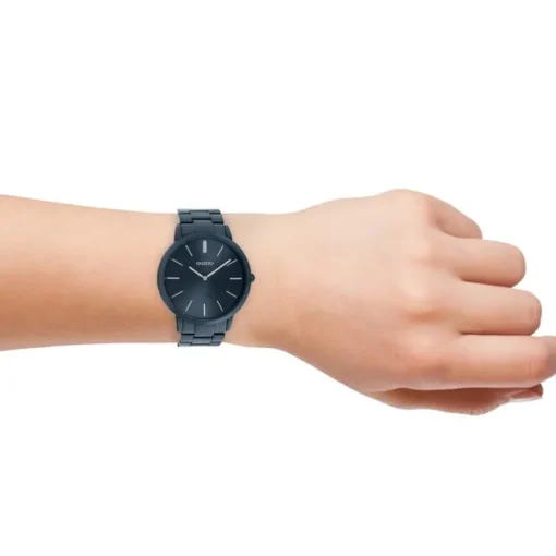 Oozoo Damen Armbanduhr Ultra Slim C20102 Analog Edelstahl dunkelblau UOC20102