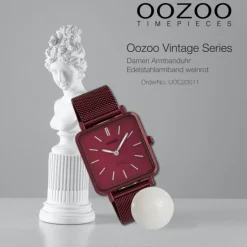 Oozoo Damen Armbanduhr Ultra Slim C20011 Quarz Edelstahl weinrot UOC20011