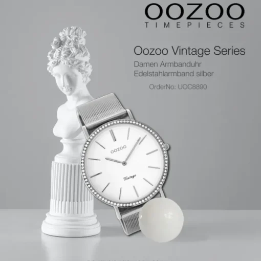 Oozoo Damen Armbanduhr Ultra Slim C8890 Quarz Edelstahl silber UOC8890