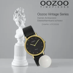 Oozoo Damen Armbanduhr Ultra Slim C20058 Analog Edelstahl schwarz UOC20058