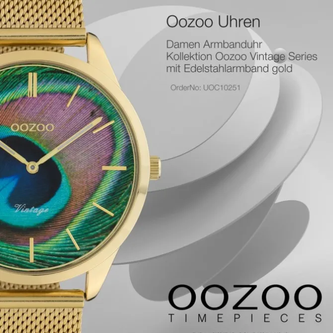 Oozoo Damen Armbanduhr Ultra Slim C10251 Analog Edelstahl gold UOC10251