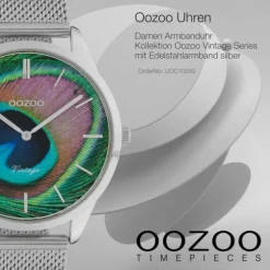 Oozoo Damen Armbanduhr Ultra Slim C10250 Analog Edelstahl silber UOC10250