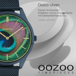 Oozoo Damen Armbanduhr Ultra Slim C10252 Analog Edelstahl blau UOC10252